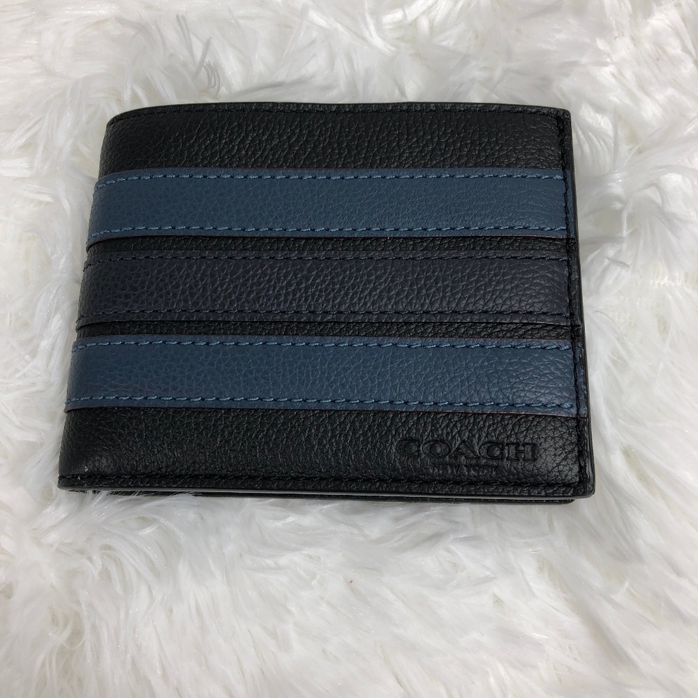 Coach Mens Slim Wallet with Varsity Stripe…